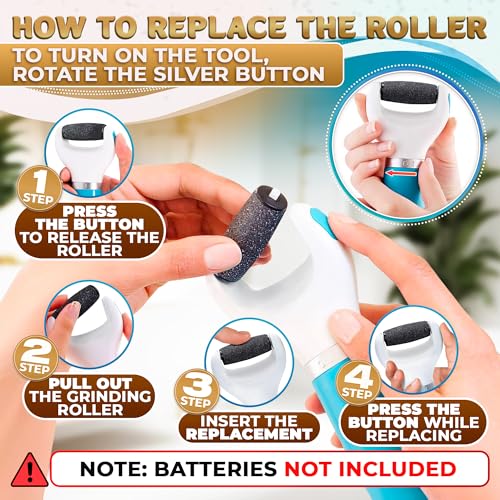 Battery Operated Foot Callus Remover for Dead Skin, Exfoliating Tool | Electric Foot Grinder for Cracked Heels & Calluses; Replaceable Roller Head; Pedicure Tools for Feet, Smooth Skin at Home - color: Ocean Blue Callus Remover