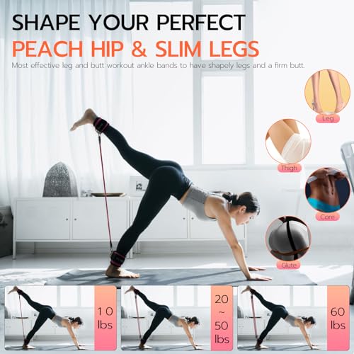 Ankle Resistance Bands with Cuffs - Workout for Gym&Home, Glute Butt Exercise Equipment,Ankle Weights for Lower Body, Shaping the Perfect Butt - color: Pink