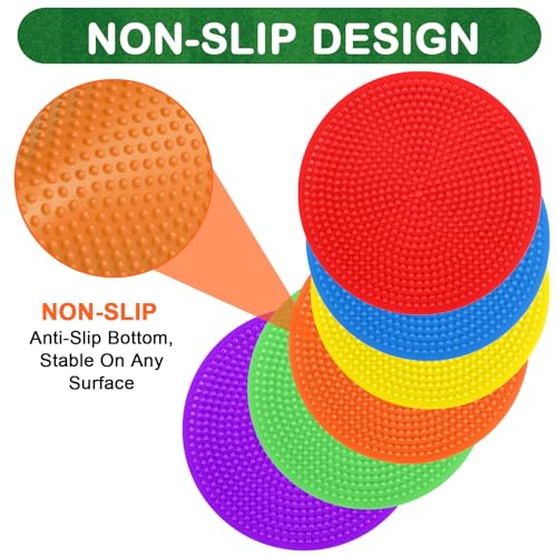 60 Pcs Poly Vinyl Spot Markers Rubber Floor Dots Non Slip Agility Markers Flat Field Cones for PE Gym Classes, Classroom Activities and Games, Soccer Basketball Sports Speed Agility Training - size: 4inch