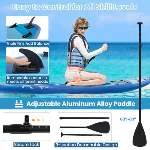KOTEK 10FT/11FT Inflatable Paddle Board, SUP Paddleboard with Hand Pump, Safety Leash, Repair Kit, Carry Bag, Non-Slip EVA Deck, Stand Up Paddle Board for Youth & Adults - size: 11 FT, style: Seaweed