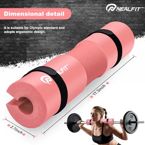 NEALFIT Barbell Pad Squat Pad for Squats—Squat Bar Pad—Great for Weightlifting,Lunges and Hip Thrusts—Foam Sponge Pad—Fit Standard and Olympic Bars Perfectly - color: Light Pink