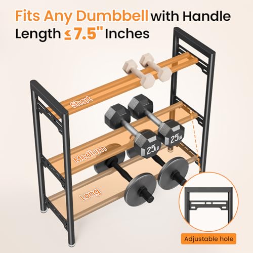 Upgraded Dumbbell Rack, 600LBS | 250LBS Heavy Duty Weight Rack for Home Gym, Weight Rack for Dumbbells & Kettlebells Organizer (Rack Only) - size: 3 Tier