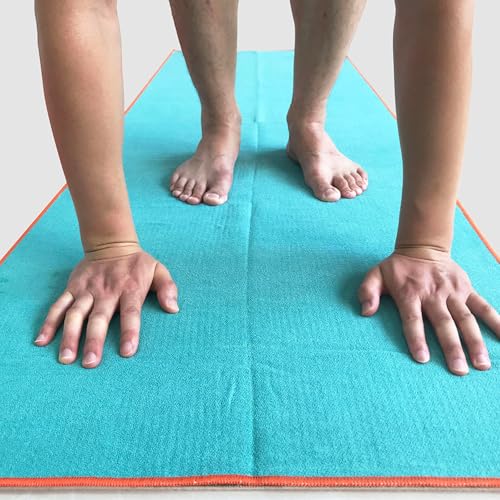 Muka Yoga Mat Towel with Grip Dot Non-Slip, Sweat Absorbent Towel for Hot Yoga Pilates Fitness 72x24 Inch - color: Brown