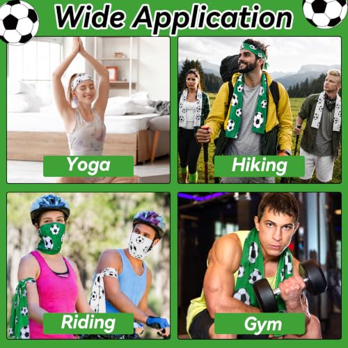 30Pcs Soccer Cooling Towels for Neck and Face 40 x 12 Inch Soccer Sports Team Gift Workout Ice Towels for Gym Sweat Microfiber Breathable Chilly Bulk Neck Wraps for Athletes Camping Travel Yoga - style: Soccer