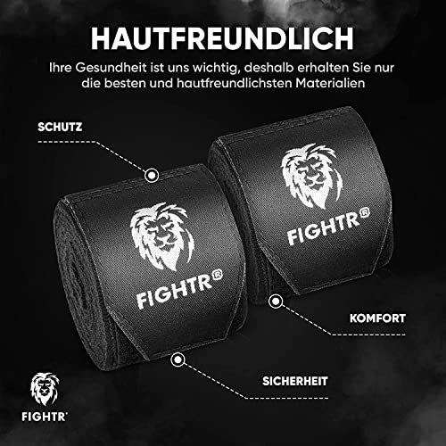 FIGHTR® Boxing Handwraps 160 inches semi-Elastic Hand Wraps with Thumb Loop for Boxing, MMA, Muay Thai & Martial Arts - color: Black, size: pair of 100"