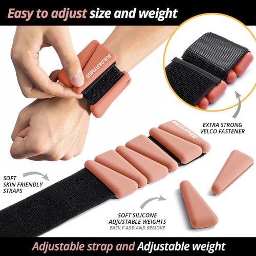 Wrist & Ankle Weights, Adjustable Bands for Women & Men Workouts, Set of 2 – 2lb or 4lb (1lb or 2lb each strap) Ideal for Runs, Jogs, Walks, Yoga, Dance, Pilates, Cardio, Aerobics, Strength Training - color: Blush, size: 2LB (1LB each)