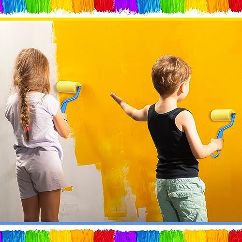 Tenceur 3 Inch Foam Paint Rollers Painting Sponge Roller Small Sponge Paint with Plastic Handle for Artists Kids Back to School Gifts Educational Graffiti Painting Art Craft Supplies(Blue,30 Pcs) - color: Blue