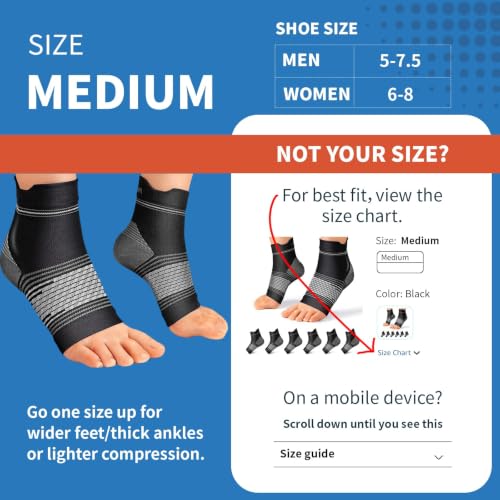 6 Pairs Compression Socks Men & Women Ankle Brace Plantar Fasciitis Socks | Ankle Compression Sleeve with Arch Support for Plantar Fasciitis Relief, Achilles Tendonitis Relief, Heel Pain & Swelling - color: Black(6 Pairs), size: Medium (6 Pair)
