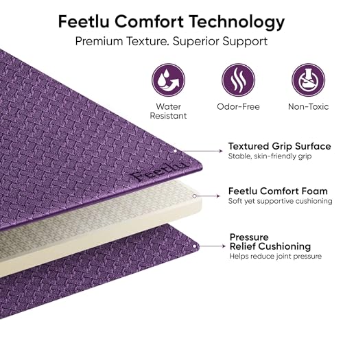 Yoga Knee Pad Cushion Exercise Knee Pad Folding, 1/2" Thick 24"x12" Eliminate Pain During Yoga or Exercise Workout– Extra Thick Padding& Support for Yoga Pilates, Fitness Exercise - color: Purple
