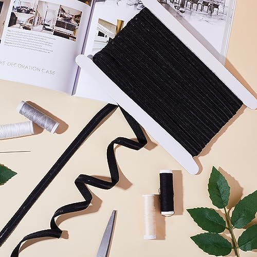 GORGECRAFT 10 Yards 10mm Wide Non-Slip Elastic Ribbon Silicone Elastic Gripper Band Stretch Rubbers Elastic Belt for DIY Garment Sewing Crafts Sports Shorts Accessories, Black