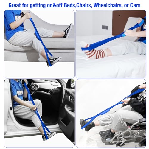 42 Inch Leg Lifter,Leg Lifter After Hip Replacement with Large Foot Loop,Mobility Aid for Disables and Elderly,Leg Lifter Strap for Knee Replacement Recovery Aids(Blue) - color: Blue