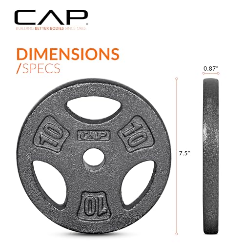 CAP Barbell Standard 1-Inch Grip Weight Plates - color: Black, size: 10 lbs Plate Pack (x4)