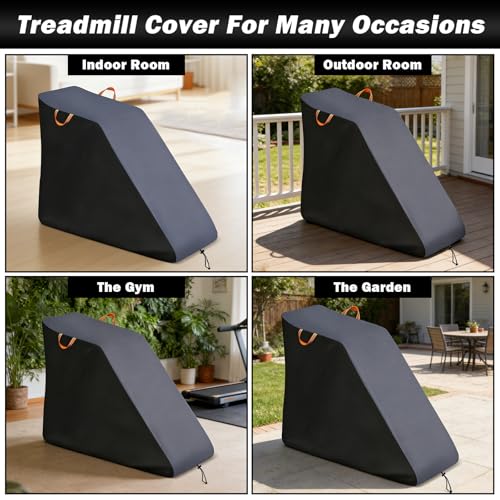 Treadmill Cover Waterproof Dustproof Running Machine Cover Exercise Workout Equipment Protective with Reflective Strips for Home Gym Indoor Outdoor