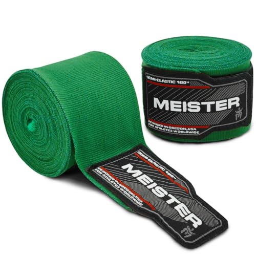 Meister Adult 180" Semi-Elastic Hand Wraps for MMA & Boxing (Pair) - color: Forest Green