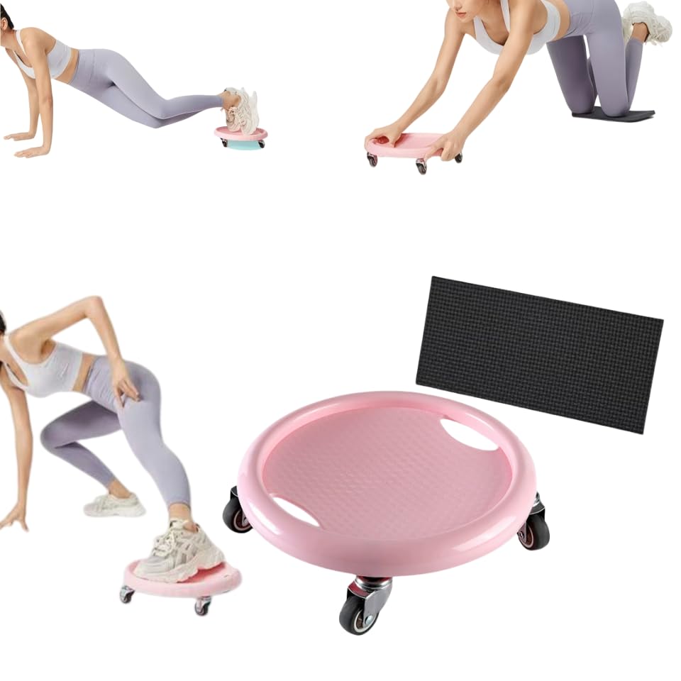 Ab Roller Wheel, Women's Multifunctional Abdominal Wheel Board with Mat,360° Rotating,for Home Gym, Full Body Fat Burning & Abdominal Training - Portable Fitness for Women - color: Pink