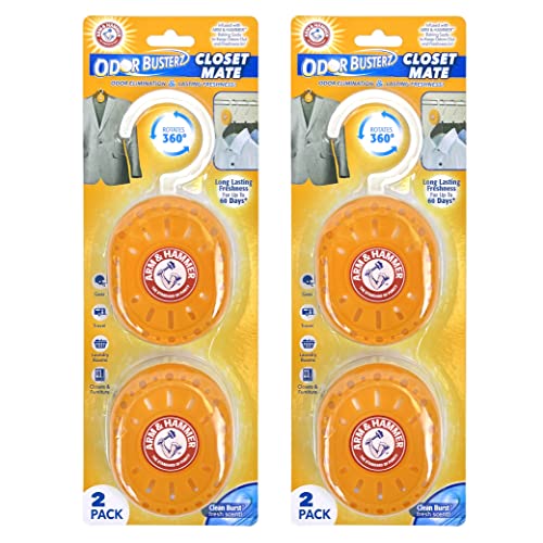 Arm & Hammer Odor Busterz Closet Mate, 4 Count Deodorizer - size: 1 Ounce (Pack of 4), style: Garment Protector Cover