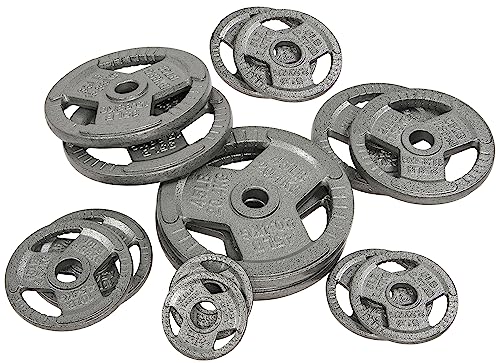 Signature Fitness Olympic 2-Inch Cast Iron Plate Weight Plate for Strength Training and Weightlifting, Multiple Sizes - color: 25LB Pair, style: Style #5