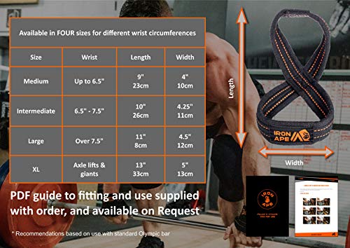 Figure 8 Straps for Deadlift, Weight Lifting, Shrugs, and Weightlifting. Heavy Duty Cotton, 4 Sizes - size: XL