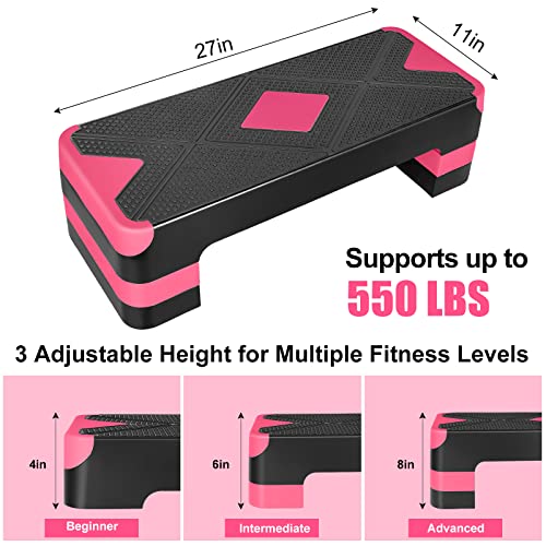 Adjustable Exercise Workout Aerobic Stepper Step Platform Trainer - color: Red