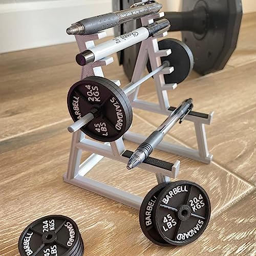 Squat Rack Pen Holder, Mini Barbell Rack Pen Holder Desktop Squat Rack with Barbells and Weights, Fun Desk Accessories for Fitness Enthusiasts and Weightlifting Fans (Barbell Rack Only)