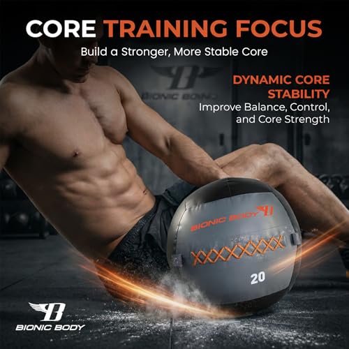 Bionic Body Soft Medicine Ball Weighted Slam Wall Ball for Cardio Workout and Core Training – Ideal for Squat, Lunge, and Partner Toss - style: 20LB