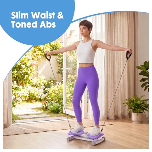 DUMOS Waist Twister Machine Exercise, Ab Twister Board, 300 lbs Capacity, Noiseless Fitness Tool for Core & Belly Fat Workout, Anti-Slip Home Gym Equipment - color: Purple & Grey