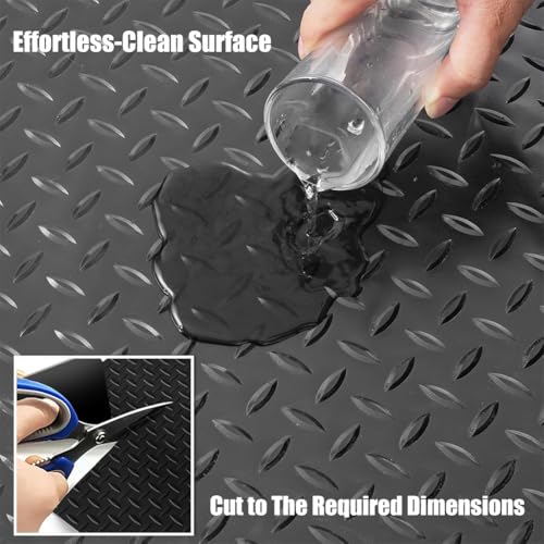 LITA Garage Floor Mat, PVC Flooring Roll Thickened Garage Mats, Heavy Duty Parking Mat Waterproof Nonslip Floor Protector for Car, Trailer, SUV, Basement, Gym (Black) (1 Feet x 15 Feet) - size: 1FTx15FT