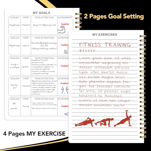 Thboxes Workout & Fitness Journal for Woman Man，8.5" x 6" Daily Exercise Log Notebook Personal Health Meal Planner for Weight Loss Gym Muscle Gain Workout Notepad Essentials Wellness Log, Black - color: Black