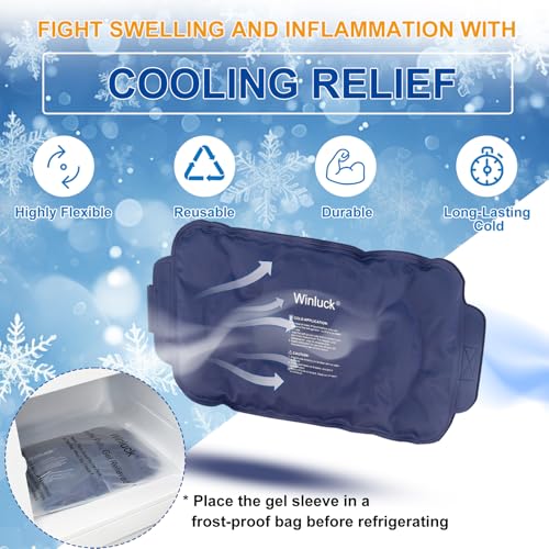 Winluck Ice Pack for Injuries Flexible Reusable Gel Packs for Shoulder Back Elbow Leg Knee Soft Large Cold Compress & Cooling Pad for Pain Relief Sports Injury 16.6 x 9.6 inch - style: 16.6 x 9.6（1 Pack）