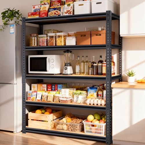 Heavy Duty Garage Shelving,5-Tier Garage Storage Shelves,2400LBS Storage Shelves Heavy Duty,Adjustable 5 Tier Shelving Unit,Heavy Duty Shelving for Garage Storage Warehouse,28''×12''×60'' - size: 60" H x 28" W x 12" D