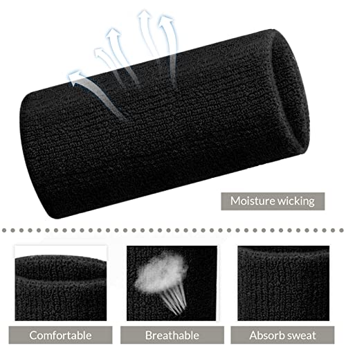 Lenwen 4 Inch Wrist Sweat Bands for Men Women Absorbent Tennis Wristbands Cotton Terry Cloth Sports Wrist Sweatbands for Tennis Basketball Football Running Gym Workout - color: Classic Color