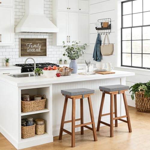Tromlycs Saddle Bar Stool Cushion Rectangle Small Bench Cushion, Light Grey | Rectangular Seat Cushion, Rectangle Bar Stool Cover Pad, Kitchen Farmhouse, with Strap Ties, 18x9.5 Inch - color: Light Grey