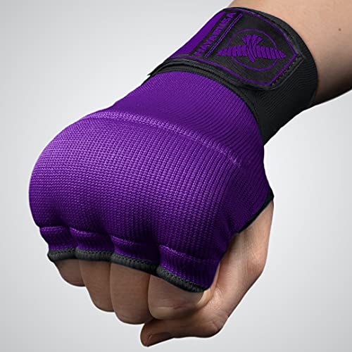 Hayabusa Quick Gel Hand Wrap Boxing Gloves | Slip-On Design, Padded Knuckle Protection, Hook and Loop Closure, Muay Thai Kickboxing, Men and Women, Sparring - color: Purple/Black, size: Large