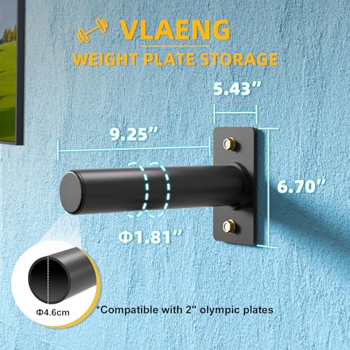 Wall Mounted Weight Plate Holder, Weight Rack Storage for 2" Olympic Weight Plate, Max Weight Capacity 330 lb, Best with Black Powder Coated for Garage Home Gym Strength Training (2 pcs)
