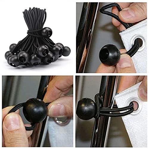 AOPRIE 10 Sets of Bungee Balls and Tarp Clips Black 6 Inches Ball Bungee Cord Heavy Duty Lock Grip Clamps Shark Fasteners Holder for Camping Tents Cargo Pool Awning Car Cover Holding Wire Hoses - size: 6 In Clips