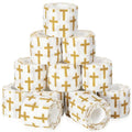 Geiserailie 12 Pack Christian Athletic Tapes 2 Inch x 5 Yards Self Adhesive Bandages Sports Wraps Breathable Elastic Wrap Non Woven Bandage for Wrist, Ankle, Baseball Football (White and Gold) - color: White and Gold