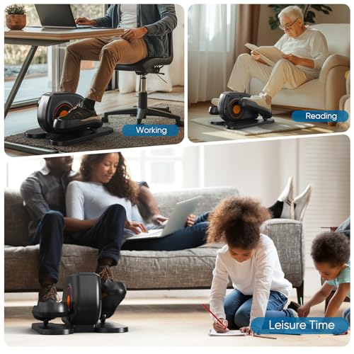 NEWBULIG Electric Seated Pedal Exerciser, Under Desk Elliptical Machine for Seniors, Quiet Portable Ellipse Leg Exerciser As Seen On TV with Remote Control, 12 Adjustable Speeds - color: Black