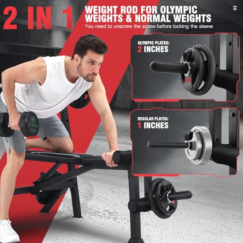 OPPSDECOR 900 LBS Weight Bench Set with Squat Rack, Adjustable Bench Press Set with Leg Extension and Leg Curl, Foldable Flat/Incline/Decline Workout Bench for Home Gym