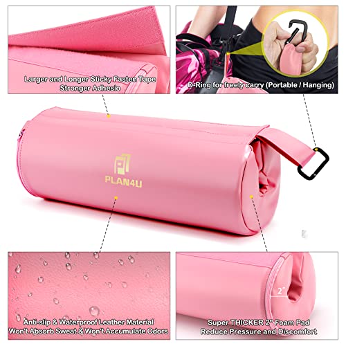 Plan4U Barbell Pad for Bench Press Hip Thrust Weightlifting | Black/Pink, 2 inches Non-Slip Thickness Leather, Squat Foam Pad, Standard Olympic Bars, Powerlifting Bench Workout