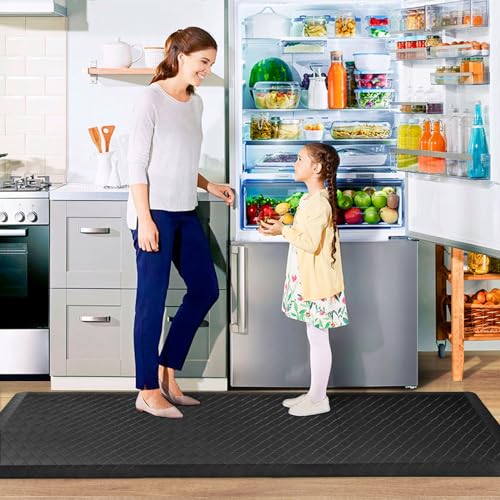 HappyTrends Kitchen Floor Mat - 4/5 Inch Thick Anti-Fatigue Kitchen Rug,Waterproof Non-Slip Kitchen Mats and Rugs Heavy Duty Ergonomic Comfort Rug for Kitchen,Office,Sink,Laundry,(22"x72", Black) - color: Black, size: 72"L x 22"W x 0.8"Th