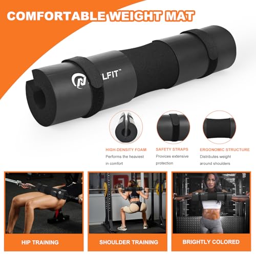 NEALFIT Barbell Pad Squat Pad for Squats—Squat Bar Pad—Great for Weightlifting,Lunges and Hip Thrusts—Foam Sponge Pad—Fit Standard and Olympic Bars Perfectly - color: Black