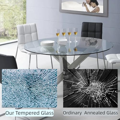 24" Round Glass Table Top - 1/2" Thick Beveled Edge Tempered Glass, Replacement Glass Table Top for Kitchen/Patio Table - size: 24 INCH, style: 1/2"thick - Beveled