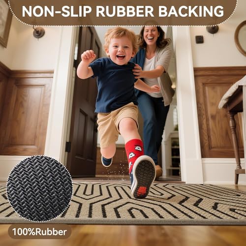 Door Mat Indoor Outside Entrance 24''x35'', Dirt Resistant Absorbent Mats, Non-Slip Rubber Backing, Outdoor Inside Front Entryway Mat, All-Season Welcome Mat, Low Profile Porch Doormat, Brown - color: A- Brown, size: 24"x35"