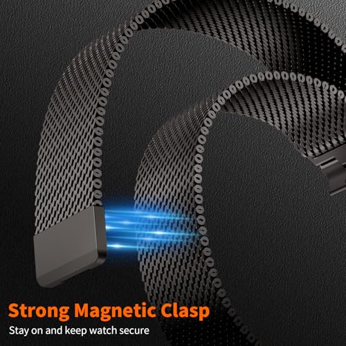 Milanese Loop Compatible with Apple Watch Ultra 3/2/1 Band 49mm 46mm 45mm 44mm 42mm, Magnetic Stainless Steel Strap Bands for iWatch Ultra SE 3/2/1 Series 11 10 9 8 7 6 5 4 3 2 1 Men, Black - color: Black