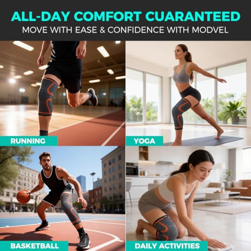 Knee Brace for Women & Men, Knee Compression Sleeve for Knee Pain | 2 Pack Soft Knee Brace for Arthritis, Workout, Runniing, Sports, Meniscus Tear, ACL & Arthritis Pain Relief, Black, S
