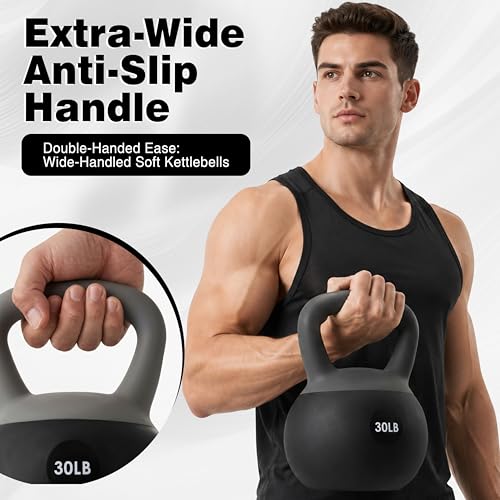 ALTLER Soft Kettlebell 10-50LBS Safe Strength Training Kettlebell Anti-Slip Grip Weight for Home Workouts and Men/Women/Beginners - size: 30LB