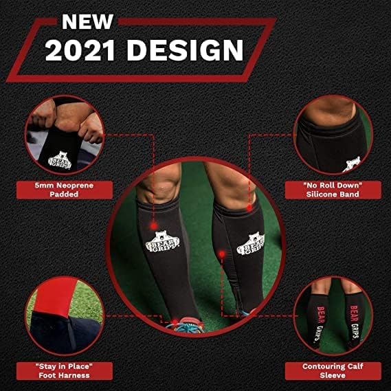 Bear Grips Deadlift Shin Guards - Breathable Gym Equipment Rope Climbing Shin Guard for Men and Women - Injury Prevention Calf Support Shin Guard Sleeves for Ultimate Shin Protection - color: Black, size: X-Large