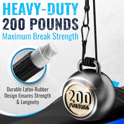 GOEASY0312 Heavy Duty Bungee Cords with Carabiner 12" 18" 24", 6PCS Black | 200 LBS Max Break Strength, UV Resistant, Locking Carabiner Hooks, Double-Braided Latex & Rubber - color: Black