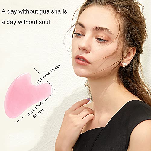 Rose Quartz Gua Sha Facial Tools, GuaSha for Toxins/Prevents Wrinkles for Spa Acupuncture Therapy Trigger Point Treatment - color: Pink