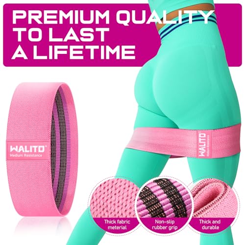 WALITO Resistance Bands for Working Out, Fabric Exercise Bands for Legs and Butt, Workout Bands for Women and Men, Booty Band for Yoga Starter Set, Pilates, Rehab, Fitness and Home Workout - color: 4.Pink,Aqua,Grey,Black